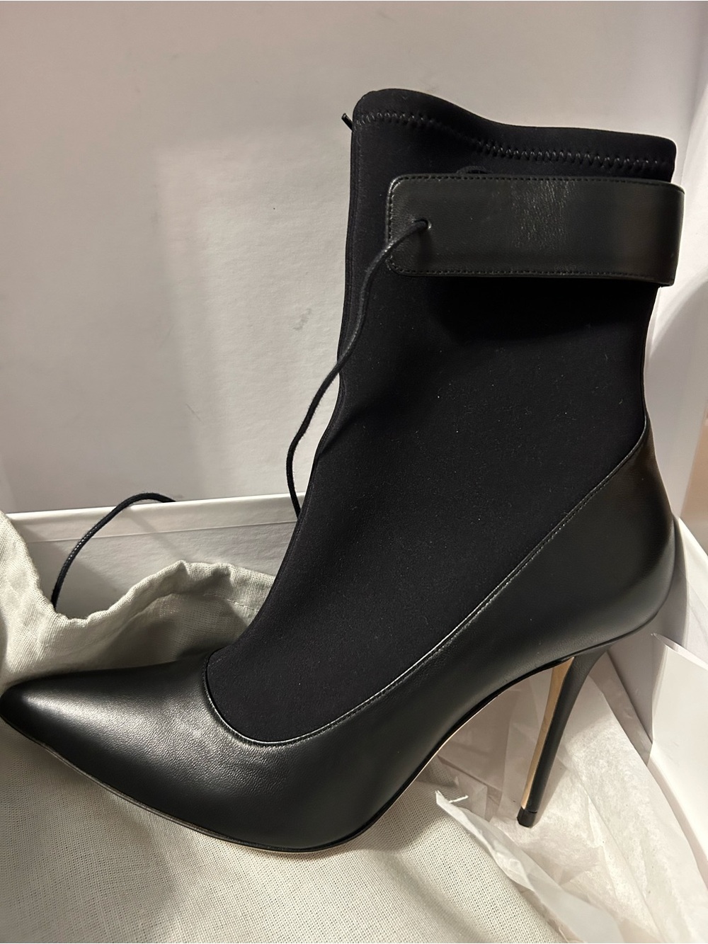 Manolo Blahnik Black Pointed-Toe Stiletto Sock Booties
